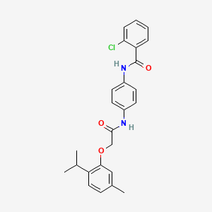 molecular formula C25H25ClN2O3 B6119650 2-chloro-N-(4-{[(2-isopropyl-5-methylphenoxy)acetyl]amino}phenyl)benzamide 