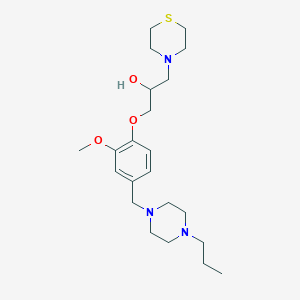 molecular formula C22H37N3O3S B6119692 1-{2-methoxy-4-[(4-propyl-1-piperazinyl)methyl]phenoxy}-3-(4-thiomorpholinyl)-2-propanol 