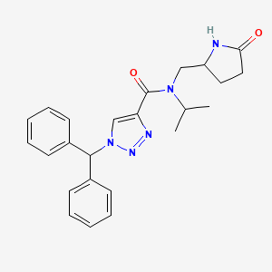 molecular formula C24H27N5O2 B6119722 1-(diphenylmethyl)-N-isopropyl-N-[(5-oxo-2-pyrrolidinyl)methyl]-1H-1,2,3-triazole-4-carboxamide 
