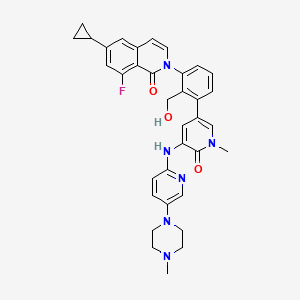molecular formula C35H35FN6O3 B611973 6-环丙基-8-氟-2-[2-(羟甲基)-3-[1-甲基-5-[[5-(4-甲基哌嗪-1-基)吡啶-2-基]氨基]-6-氧代吡啶-3-基]苯基]异喹啉-1-酮 CAS No. 1242156-23-5