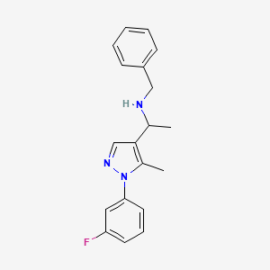 molecular formula C19H20FN3 B6119792 N-benzyl-1-[1-(3-fluorophenyl)-5-methyl-1H-pyrazol-4-yl]ethanamine 