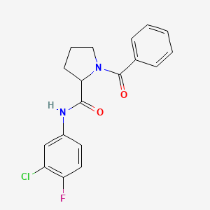 molecular formula C18H16ClFN2O2 B6119817 1-benzoyl-N-(3-chloro-4-fluorophenyl)prolinamide 