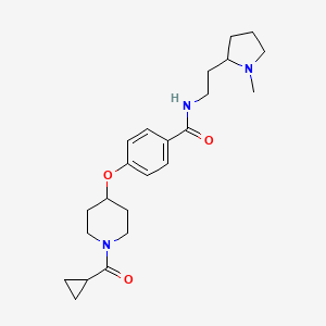 molecular formula C23H33N3O3 B6119826 4-{[1-(cyclopropylcarbonyl)-4-piperidinyl]oxy}-N-[2-(1-methyl-2-pyrrolidinyl)ethyl]benzamide 