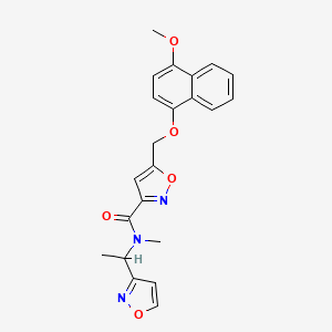 molecular formula C22H21N3O5 B6119863 N-[1-(3-isoxazolyl)ethyl]-5-{[(4-methoxy-1-naphthyl)oxy]methyl}-N-methyl-3-isoxazolecarboxamide 