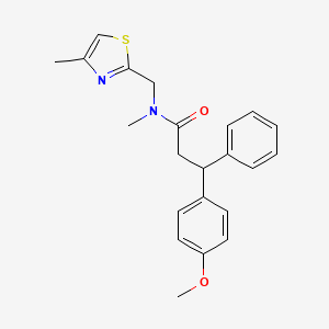 molecular formula C22H24N2O2S B6119911 3-(4-methoxyphenyl)-N-methyl-N-[(4-methyl-1,3-thiazol-2-yl)methyl]-3-phenylpropanamide 