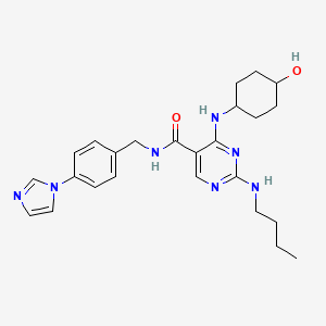 molecular formula C25H33N7O2 B611994 N-(4-(1H-Imidazol-1-yl)benzyl)-2-(butylamino)-4-(((1r,4r)-4-hydroxycyclohexyl)amino)pyrimidine-5-carboxamide CAS No. 1493764-08-1