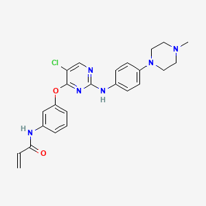 molecular formula C24H25ClN6O2 B611996 N-(3-((5-chloro-2-((4-(4-methylpiperazin-1-yl)phenyl)amino)pyrimidin-4-yl)oxy)phenyl)acrylamide CAS No. 1214265-56-1