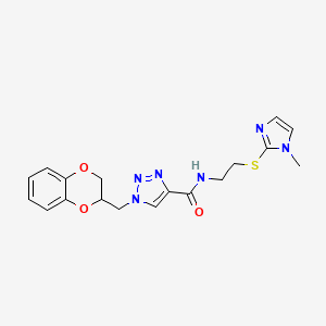 molecular formula C18H20N6O3S B6119971 1-(2,3-dihydro-1,4-benzodioxin-2-ylmethyl)-N-{2-[(1-methyl-1H-imidazol-2-yl)thio]ethyl}-1H-1,2,3-triazole-4-carboxamide 