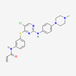 molecular formula C24H25ClN6OS B611998 N-(3-((5-chloro-2-((4-(4-methylpiperazin-1-yl)phenyl)amino)pyrimidin-4-yl)thio)phenyl)acrylamide CAS No. 1214265-57-2