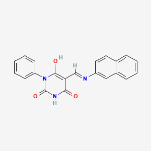 molecular formula C21H15N3O3 B6119999 5-[(2-naphthylamino)methylene]-1-phenyl-2,4,6(1H,3H,5H)-pyrimidinetrione 