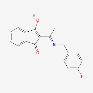 molecular formula C18H14FNO2 B6120007 2-{1-[(4-fluorobenzyl)amino]ethylidene}-1H-indene-1,3(2H)-dione 