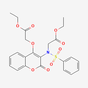 molecular formula C23H23NO9S B6120040 ethyl N-[4-(2-ethoxy-2-oxoethoxy)-2-oxo-2H-chromen-3-yl]-N-(phenylsulfonyl)glycinate 