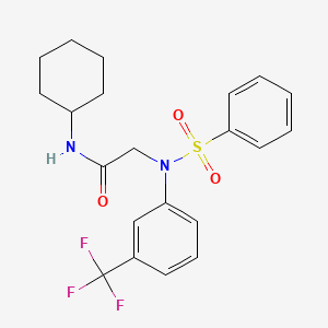 molecular formula C21H23F3N2O3S B6120044 N~1~-cyclohexyl-N~2~-(phenylsulfonyl)-N~2~-[3-(trifluoromethyl)phenyl]glycinamide 
