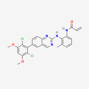 molecular formula C26H22Cl2N4O3 B612005 N-(2-((6-(2,6-dichloro-3,5-dimethoxyphenyl)quinazolin-2-yl)amino)-3-methylphenyl)acrylamide CAS No. 1538604-68-0