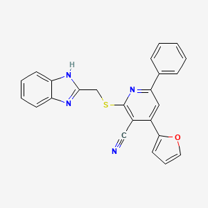 molecular formula C24H16N4OS B6120065 2-[(1H-benzimidazol-2-ylmethyl)thio]-4-(2-furyl)-6-phenylnicotinonitrile 
