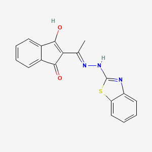 molecular formula C18H13N3O2S B6120113 2-{1-[2-(1,3-benzothiazol-2-yl)hydrazino]ethylidene}-1H-indene-1,3(2H)-dione 