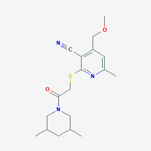 2-{[2-(3,5-dimethyl-1-piperidinyl)-2-oxoethyl]thio}-4-(methoxymethyl)-6-methylnicotinonitrile