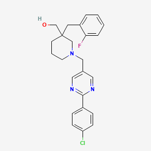 molecular formula C24H25ClFN3O B6120137 [1-{[2-(4-chlorophenyl)-5-pyrimidinyl]methyl}-3-(2-fluorobenzyl)-3-piperidinyl]methanol 