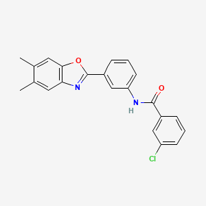 3-chloro-N-[3-(5,6-dimethyl-1,3-benzoxazol-2-yl)phenyl]benzamide