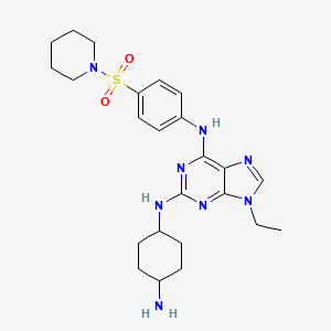 molecular formula C24H34N8O2S B612016 2-N-(4-氨基环己基)-9-乙基-6-N-(4-哌啶-1-磺酰基苯基)嘌呤-2,6-二胺 CAS No. 289479-07-8