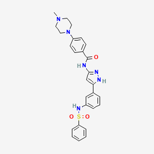 molecular formula C27H28N6O3S B612018 N-[5-[3-(苯磺酰胺)苯基]-1H-吡唑-3-基]-4-(4-甲基哌嗪-1-基)苯甲酰胺 CAS No. 1327167-19-0