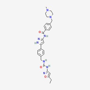 molecular formula C29H34N8O3 B612019 N-[5-[4-[[(5-乙基-1,2-恶唑-3-基)氨基甲酰氨基]甲基]苯基]-1H-吡唑-3-基]-4-[(4-甲基哌嗪-1-基)甲基]苯甲酰胺 CAS No. 1395051-72-5