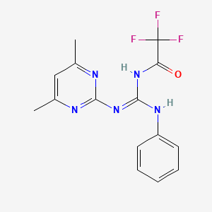 molecular formula C15H14F3N5O B6120211 N-{anilino[(4,6-dimethyl-2-pyrimidinyl)amino]methylene}-2,2,2-trifluoroacetamide 