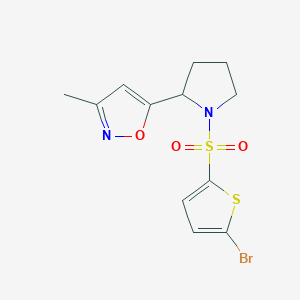 molecular formula C12H13BrN2O3S2 B6120253 5-{1-[(5-bromo-2-thienyl)sulfonyl]-2-pyrrolidinyl}-3-methylisoxazole 