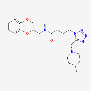 molecular formula C21H30N6O3 B6120265 N-(2,3-dihydro-1,4-benzodioxin-2-ylmethyl)-4-{5-[(4-methyl-1-piperidinyl)methyl]-1H-tetrazol-1-yl}butanamide 