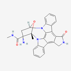 molecular formula C27H23N5O3 B612027 (15S,16R,18R)-16-amino-N,15-dimethyl-3-oxo-28-oxa-4,14,19-triazaoctacyclo[12.11.2.115,18.02,6.07,27.08,13.019,26.020,25]octacosa-1,6,8,10,12,20,22,24,26-nonaene-16-carboxamide CAS No. 871037-95-5