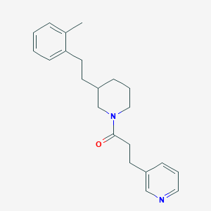 molecular formula C22H28N2O B6120304 3-(3-{3-[2-(2-methylphenyl)ethyl]-1-piperidinyl}-3-oxopropyl)pyridine 