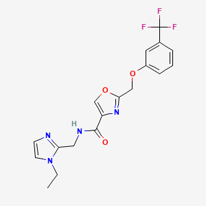 molecular formula C18H17F3N4O3 B6120341 N-[(1-ethyl-1H-imidazol-2-yl)methyl]-2-{[3-(trifluoromethyl)phenoxy]methyl}-1,3-oxazole-4-carboxamide 