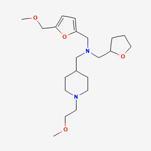 molecular formula C21H36N2O4 B6120378 1-[1-(2-methoxyethyl)-4-piperidinyl]-N-{[5-(methoxymethyl)-2-furyl]methyl}-N-(tetrahydro-2-furanylmethyl)methanamine 