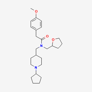 molecular formula C25H38N2O3 B6120391 N-[(1-cyclopentyl-4-piperidinyl)methyl]-2-(4-methoxyphenyl)-N-(tetrahydro-2-furanylmethyl)acetamide 