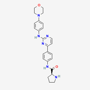 molecular formula C25H28N6O2 B612041 (S)-N-(4-(2-((4-吗啉苯基)氨基)嘧啶-4-基)苯基)吡咯烷-2-甲酰胺 CAS No. 945755-56-6