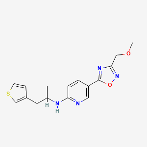 molecular formula C16H18N4O2S B6120418 5-[3-(methoxymethyl)-1,2,4-oxadiazol-5-yl]-N-[1-methyl-2-(3-thienyl)ethyl]-2-pyridinamine 