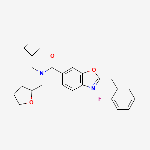 molecular formula C25H27FN2O3 B6120426 N-(cyclobutylmethyl)-2-(2-fluorobenzyl)-N-(tetrahydro-2-furanylmethyl)-1,3-benzoxazole-6-carboxamide 