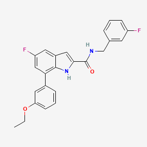 molecular formula C24H20F2N2O2 B612044 1H-吲哚-2-甲酰胺，7-(3-乙氧苯基)-5-氟-N-[(3-氟苯基)甲基]- CAS No. 1000706-00-2