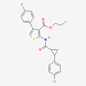 molecular formula C24H21ClFNO3S B6120442 propyl 2-({[2-(4-chlorophenyl)cyclopropyl]carbonyl}amino)-4-(4-fluorophenyl)-3-thiophenecarboxylate 