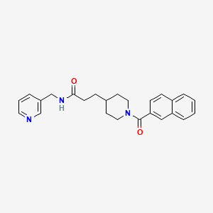 molecular formula C25H27N3O2 B6120450 3-[1-(2-naphthoyl)-4-piperidinyl]-N-(3-pyridinylmethyl)propanamide 