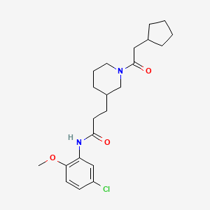 molecular formula C22H31ClN2O3 B6120462 N-(5-chloro-2-methoxyphenyl)-3-[1-(cyclopentylacetyl)-3-piperidinyl]propanamide 