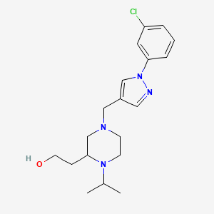 molecular formula C19H27ClN4O B6120511 2-(4-{[1-(3-chlorophenyl)-1H-pyrazol-4-yl]methyl}-1-isopropyl-2-piperazinyl)ethanol 