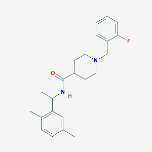 molecular formula C23H29FN2O B6120537 N-[1-(2,5-dimethylphenyl)ethyl]-1-(2-fluorobenzyl)-4-piperidinecarboxamide 
