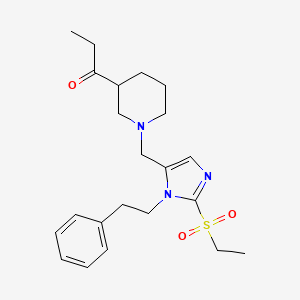 molecular formula C22H31N3O3S B6120543 1-(1-{[2-(ethylsulfonyl)-1-(2-phenylethyl)-1H-imidazol-5-yl]methyl}-3-piperidinyl)-1-propanone 