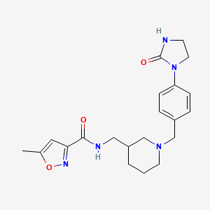 molecular formula C21H27N5O3 B6120555 5-methyl-N-({1-[4-(2-oxo-1-imidazolidinyl)benzyl]-3-piperidinyl}methyl)-3-isoxazolecarboxamide 