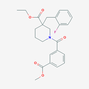 molecular formula C24H26FNO5 B6120560 ethyl 3-(2-fluorobenzyl)-1-[3-(methoxycarbonyl)benzoyl]-3-piperidinecarboxylate 