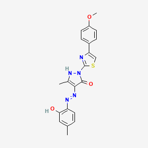 molecular formula C21H19N5O3S B6120567 1-[4-(4-methoxyphenyl)-1,3-thiazol-2-yl]-3-methyl-1H-pyrazole-4,5-dione 4-[(2-hydroxy-4-methylphenyl)hydrazone] 