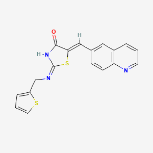 molecular formula C18H13N3OS2 B612061 (5Z)-5-(喹啉-6-基亚甲基)-2-[(噻吩-2-基甲基)氨基]-1,3-噻唑-4(5H)-酮 CAS No. 872573-93-8