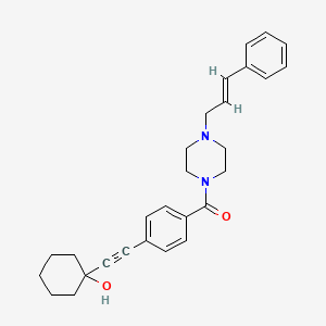 molecular formula C28H32N2O2 B6120612 1-[(4-{[4-(3-phenyl-2-propen-1-yl)-1-piperazinyl]carbonyl}phenyl)ethynyl]cyclohexanol 