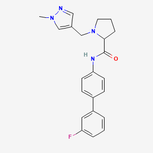 molecular formula C22H23FN4O B6120619 N-(3'-fluoro-4-biphenylyl)-1-[(1-methyl-1H-pyrazol-4-yl)methyl]prolinamide 